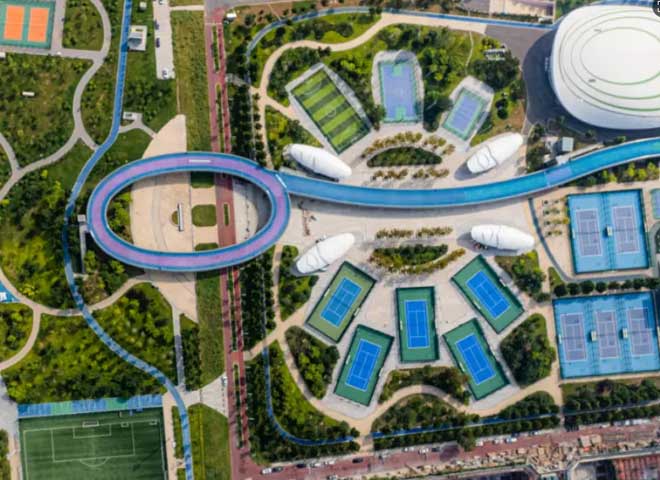 UHS Tennis Court Solution Case: Shijiazhuang High-Speed Rail Zone Central Green Sports Park