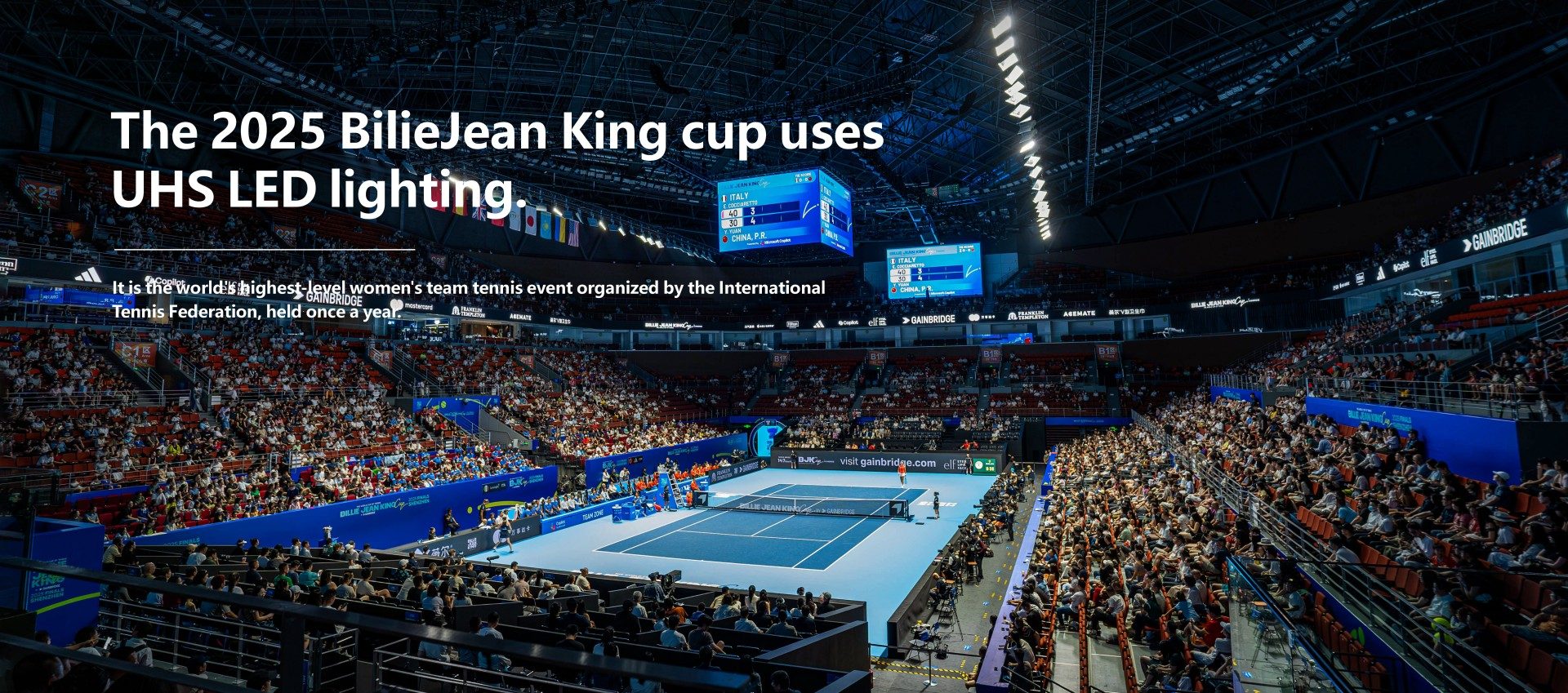 The 2025 Billie Jean King Cup uses UHS LED lighting.