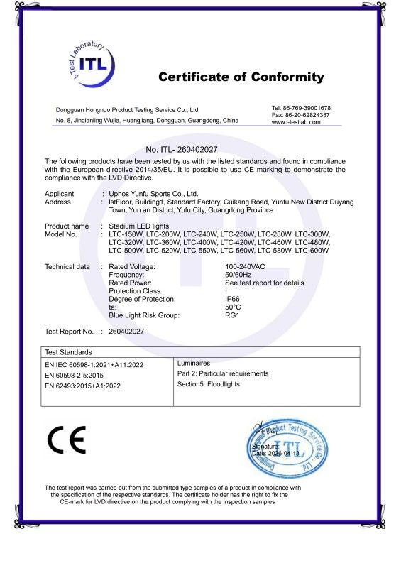 Certificate of Conformity